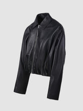 Women Loewe Black Lambskin Draped Leather Jacket